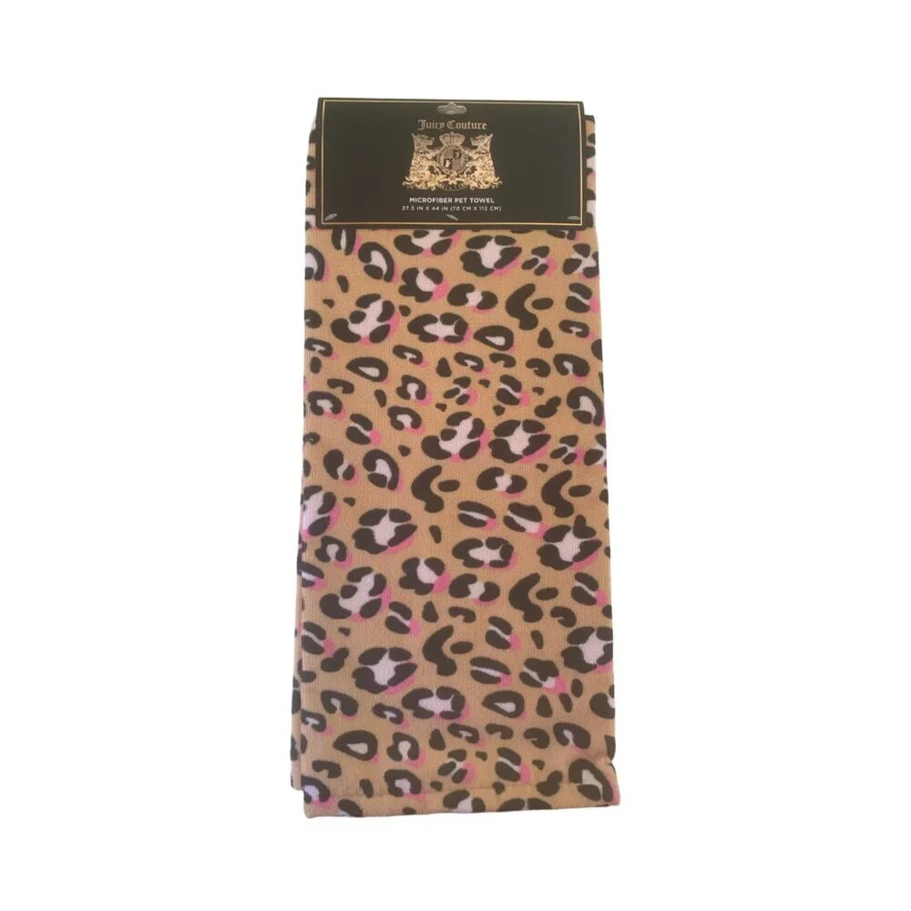 Juicy Couture Natural Leopard microfiber pet dogs cats towel (27.5 x 44 in)